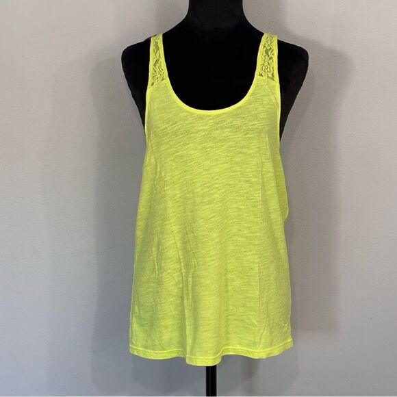 PINK Victoria's Secret Tops - PINK by Victoria's Secret | Women’s Neon Yellow Lace Racerback Tank Top Size XS